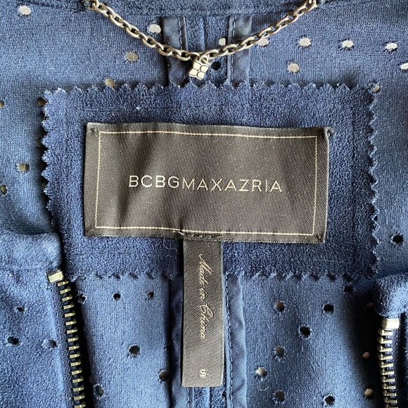 Navy Eyelet BCBG Maxazaria Cropped Zip Jacket - Picture 3 of 5